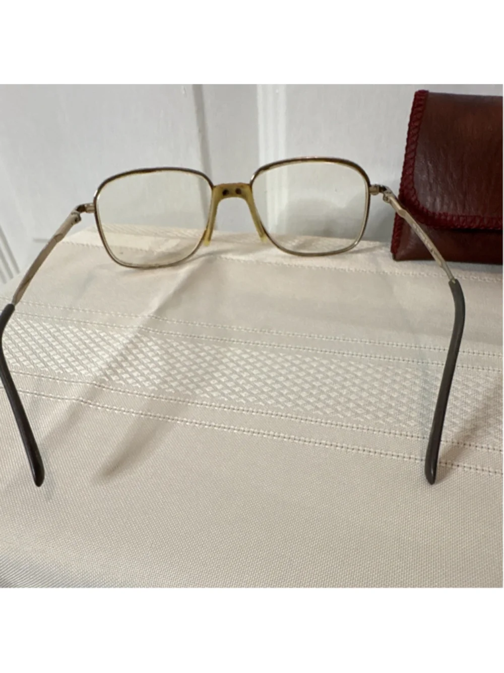 Four Eyes Gold Metal Full Rim Eyeglasses Frames, Solid Pattern, Unisex Adults